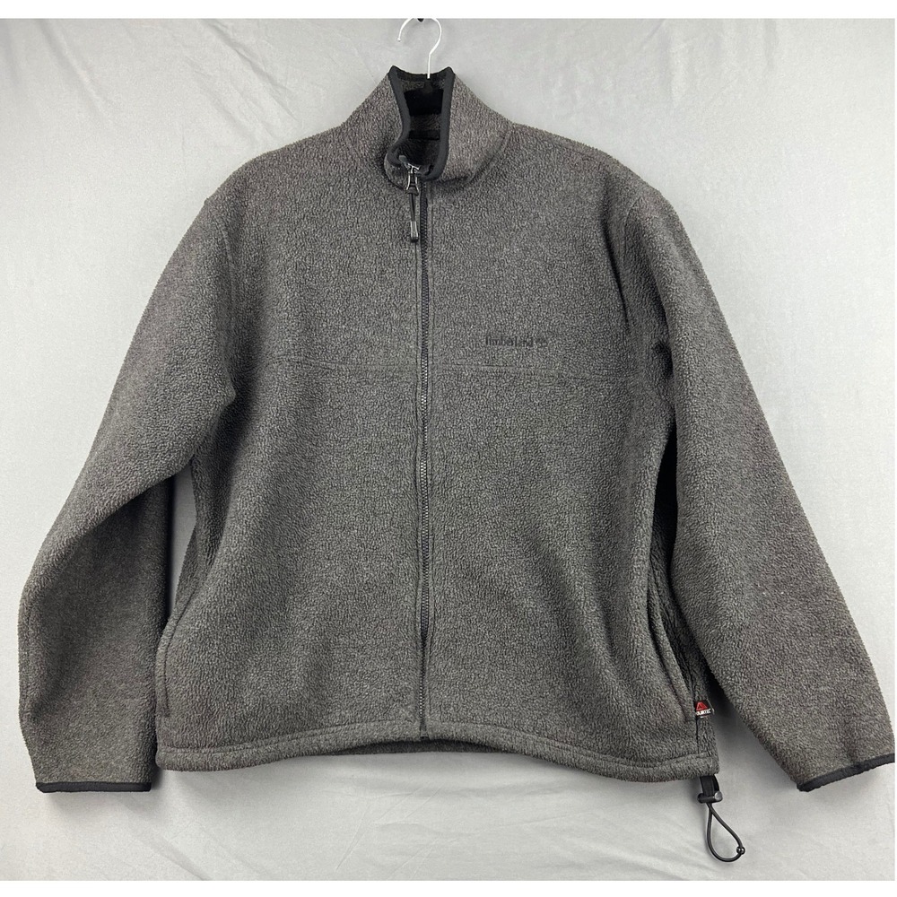 Timberland Polartec Fleece Jacket Mens Medium Charcoal Gray Full Zip Mock Neck